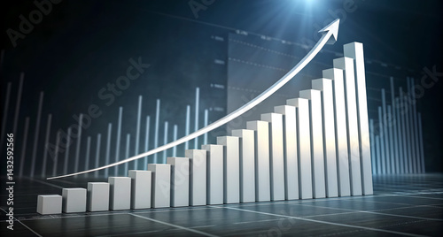 growing arrow graph with grid line background