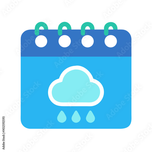 Rainy weather day on calendar appointment flat icon