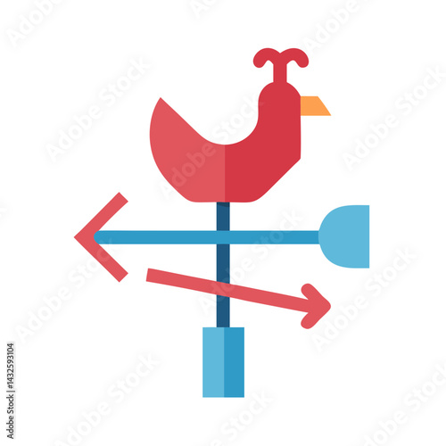 Weather Vane Flat Icon: Wind Direction and Measurement
