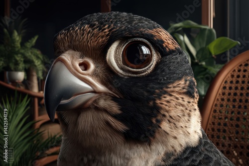Close-up portrait of a raptorial bird's head.