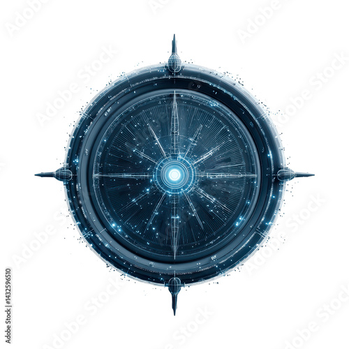 Futuristic Abstract Compass Digital Navigation Symbol