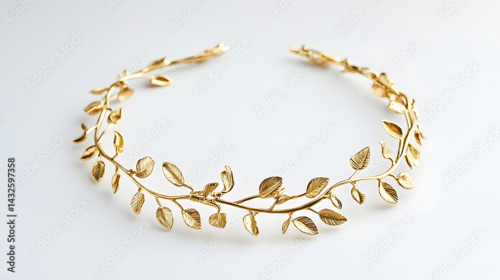 Obraz premium Elegant Gold Leaf Hair Crown for Bridal or Special Occasion Style