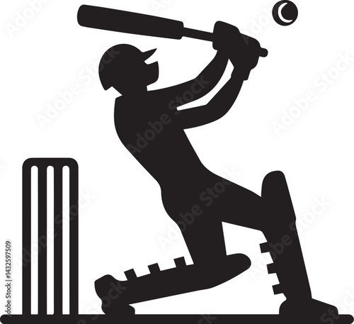 cricket player batting silhouette