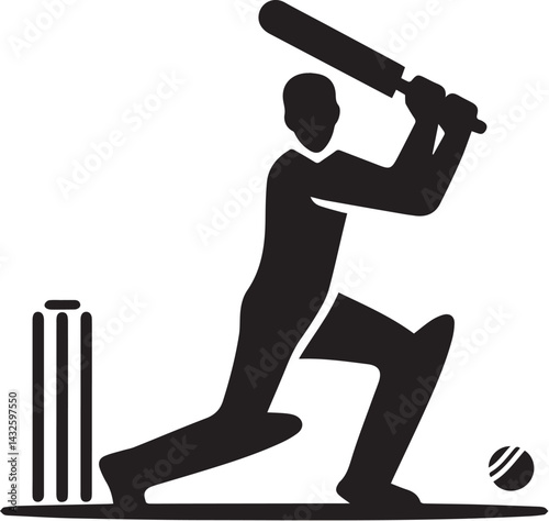 cricket player batting silhouette