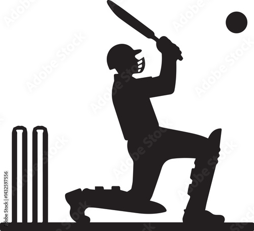cricket player batting silhouette