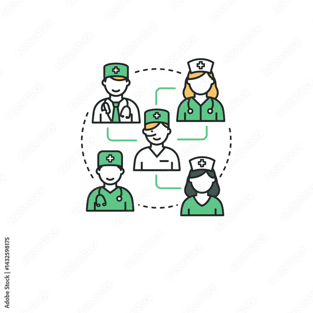 Medical team collaboration and support in healthcare illustration Medical team collaboration and support in healthcare illustration