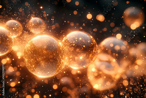 Glowing amber orbs abstract background image