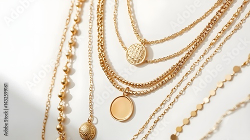 Elegant Gold Jewelry Arrangement on Light Background