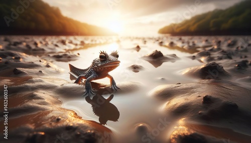 Mudskipper at Water s Edge A mudskipper uses its pectoral fins t photo
