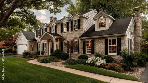 Wallpaper Mural Elegant house facade with refined architectural details, embodying timeless sophistication and welcoming charm Torontodigital.ca