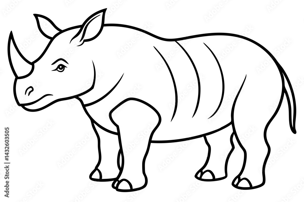 Fototapeta premium Elegant Rhino Line Art
