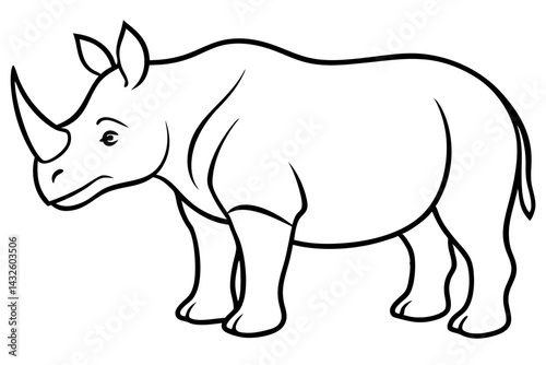 Elegant Rhino Line Art