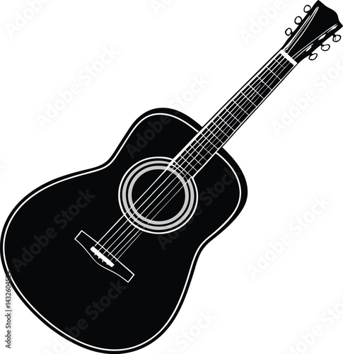 Acoustic guitar silhouette vector image
