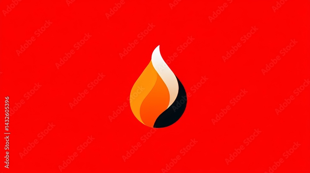Fototapeta premium A minimal flame motif used as a bold and modern design element in red and orange tones. 
