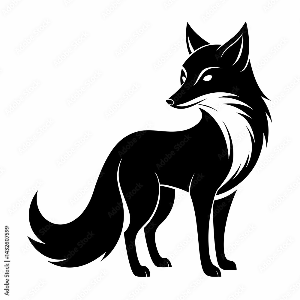Obraz premium Black Fox Silhouette Vector