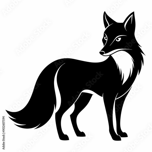 Black Fox Silhouette Vector