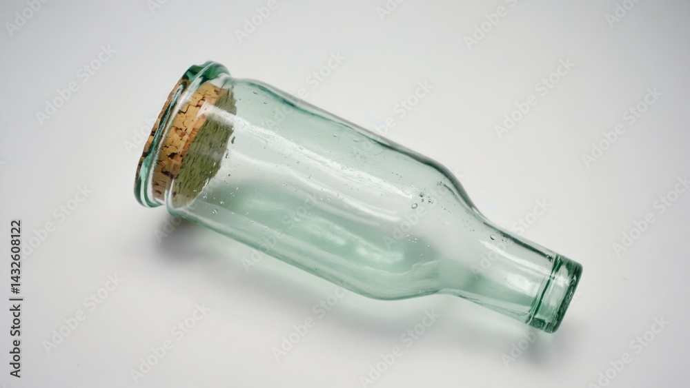 Fototapeta premium Empty glass bottle with cork stopper