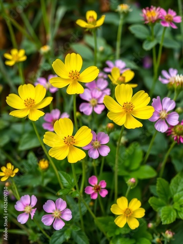 Lively Floral Arrangement of Yellow and Pink Hues