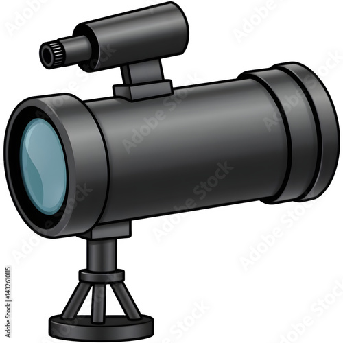 A sleek, black telescope rests on a tripod, ready for stargazing.  Its metallic finish reflects a subtle sheen.