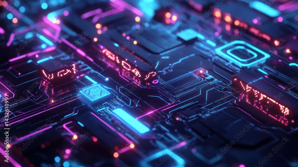 Abstract Glowing Circuit Board Visualizing Futuristic Technology Concepts Abstract Glowing Circuit Board Visualizing Futuristic Technology Concepts