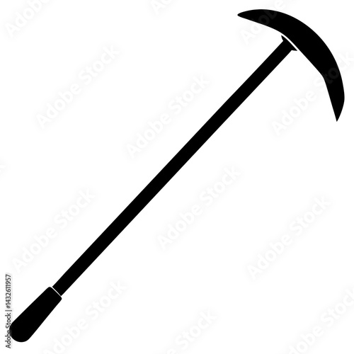 Vector silhouette of a crowbar with a curved end and a long handle