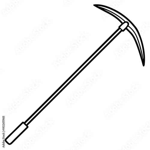 Vector silhouette of a crowbar with a curved end and a long handle