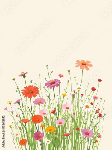 Lively Display of Varied Wildflowers in Full Bloom