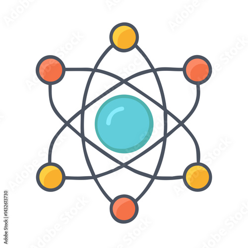 Atom Model Science Structure Icon Vector on Black