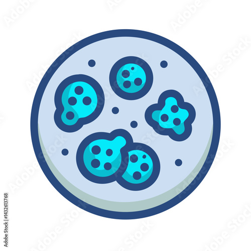 Petri dish with virus or bacteria icon illustration