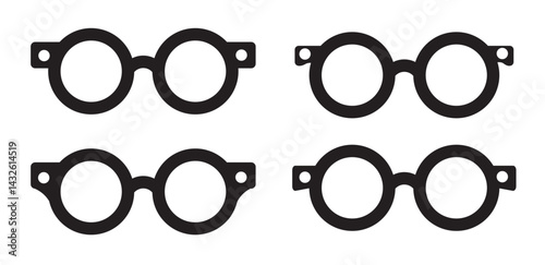 Retro eye glasses vector icon. Black glasses silhouette isolated on white