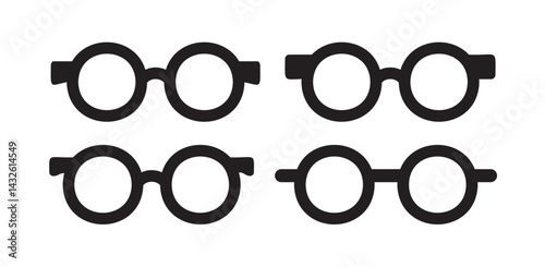 Retro eye glasses vector icon. Black glasses silhouette isolated on white