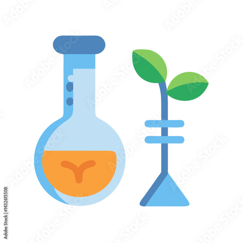 Biotechnology and Plant Science Illustration with Black Background