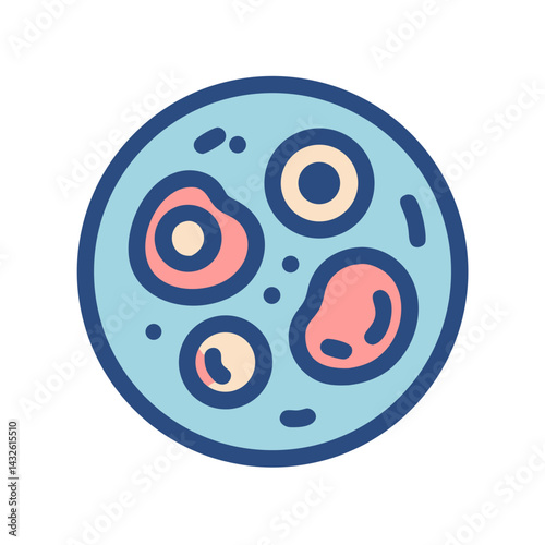 Abstract Cell Structure Illustration with Various Organelles Inside