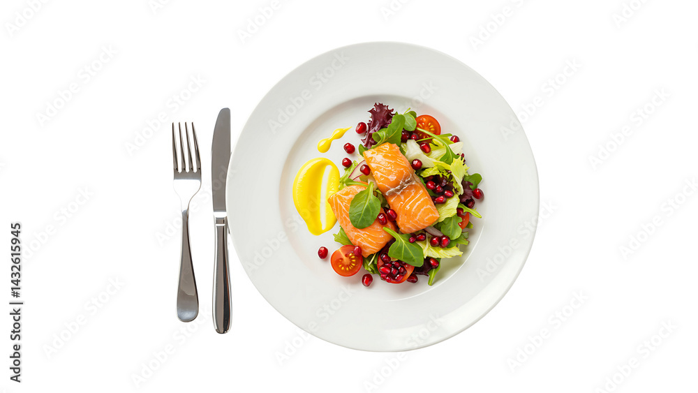Salmon Salad with Vegetables Isolated on Transparent Background Salmon Salad with Vegetables Isolated on Transparent Background