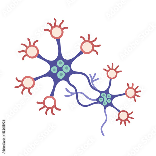 Illustration of Neurons, Brain Cells, with black background