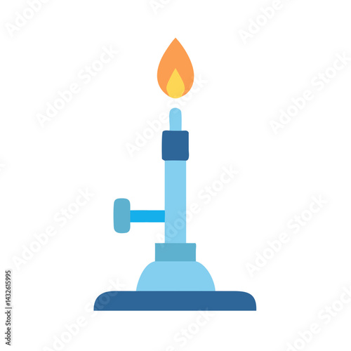 Bunsen burner flame illustration for laboratory and education