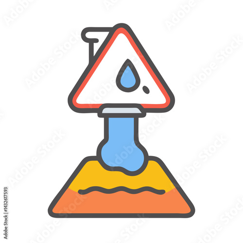 Chemical Hazard: Water Pollution with Triangle Warning Icon