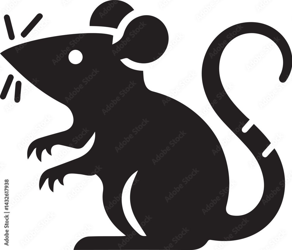 Fototapeta premium rat black silhouette icon. vector
