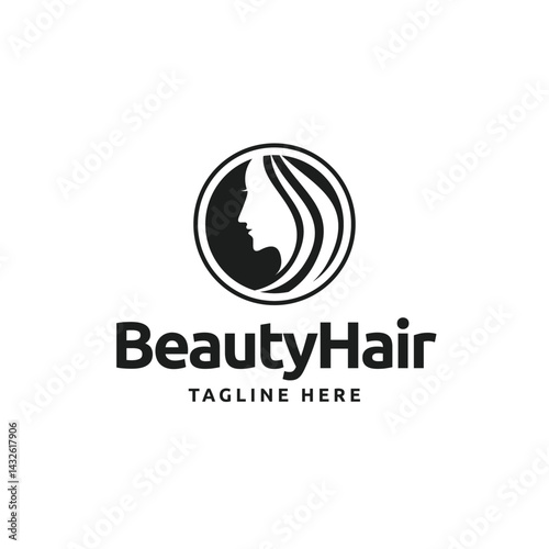 silhouette woman hair logo vector
