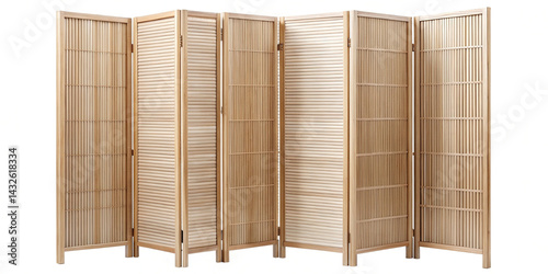Six panel folding screen made of wood used as a room divider