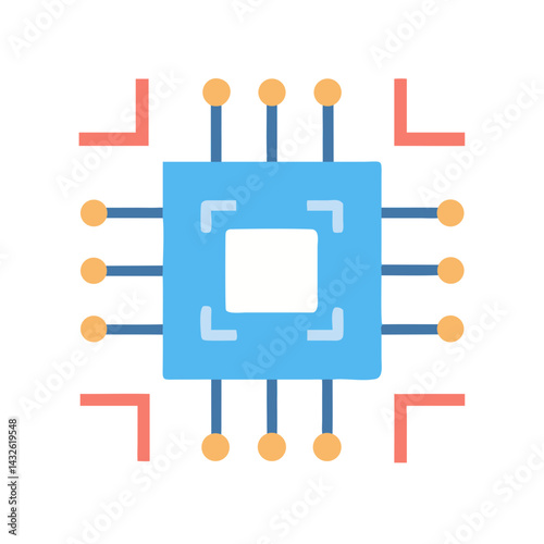 Modern CPU Chip Icon Vector Illustration Isolated