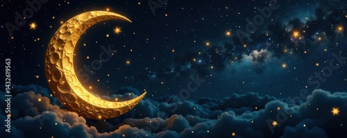 Elegant gold moon, stars, celestial vector design Vintage style, ornate details , vintage, invitation