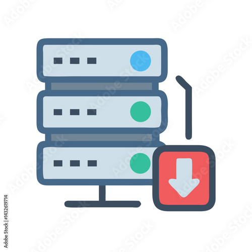 Data server download illustration icon, server file access