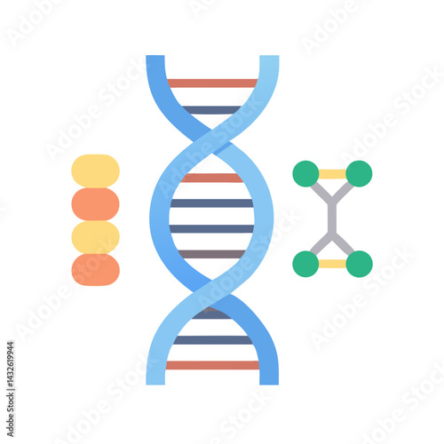 DNA helix molecule, genetic biology science illustration isolated