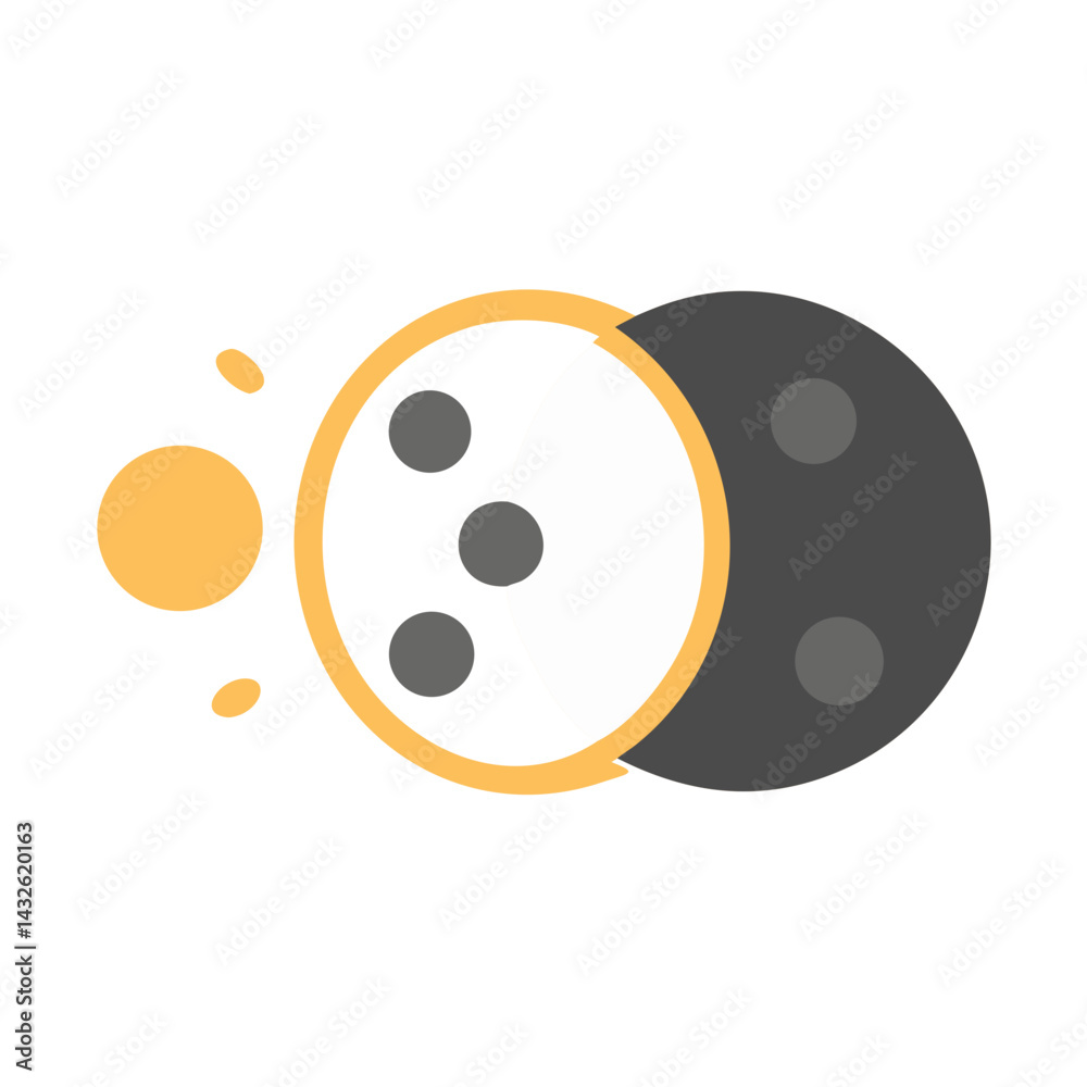 Obraz premium Total Solar Eclipse Graphic Illustration on Black Background