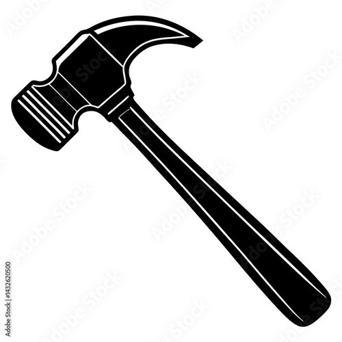 Vector silhouette of a hammer with a long handle and a broad head 