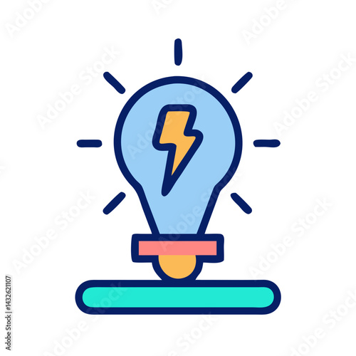 Creative lightbulb with lightning bolt symbol on black