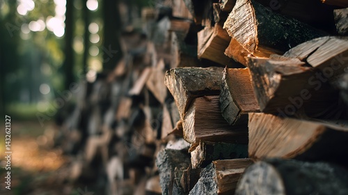 Wallpaper Mural Stacked chopped firewood with rustic texture, conveying natural simplicity and warmth Torontodigital.ca