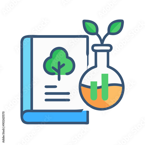 Botanical science knowledge, organic research, ecology book icon