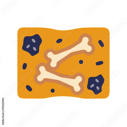 Cartoon Fossils: Bones and Soil Illustration on Black